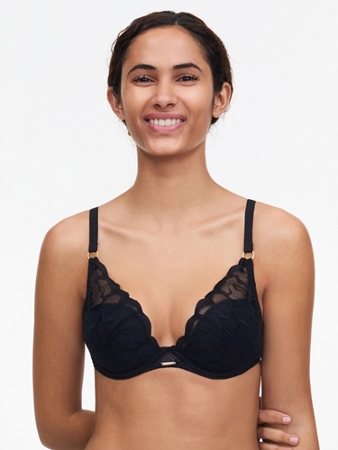Chantelle Fleurs Plunging T-Shirt Bra, Style 12M2 Up to G Cup